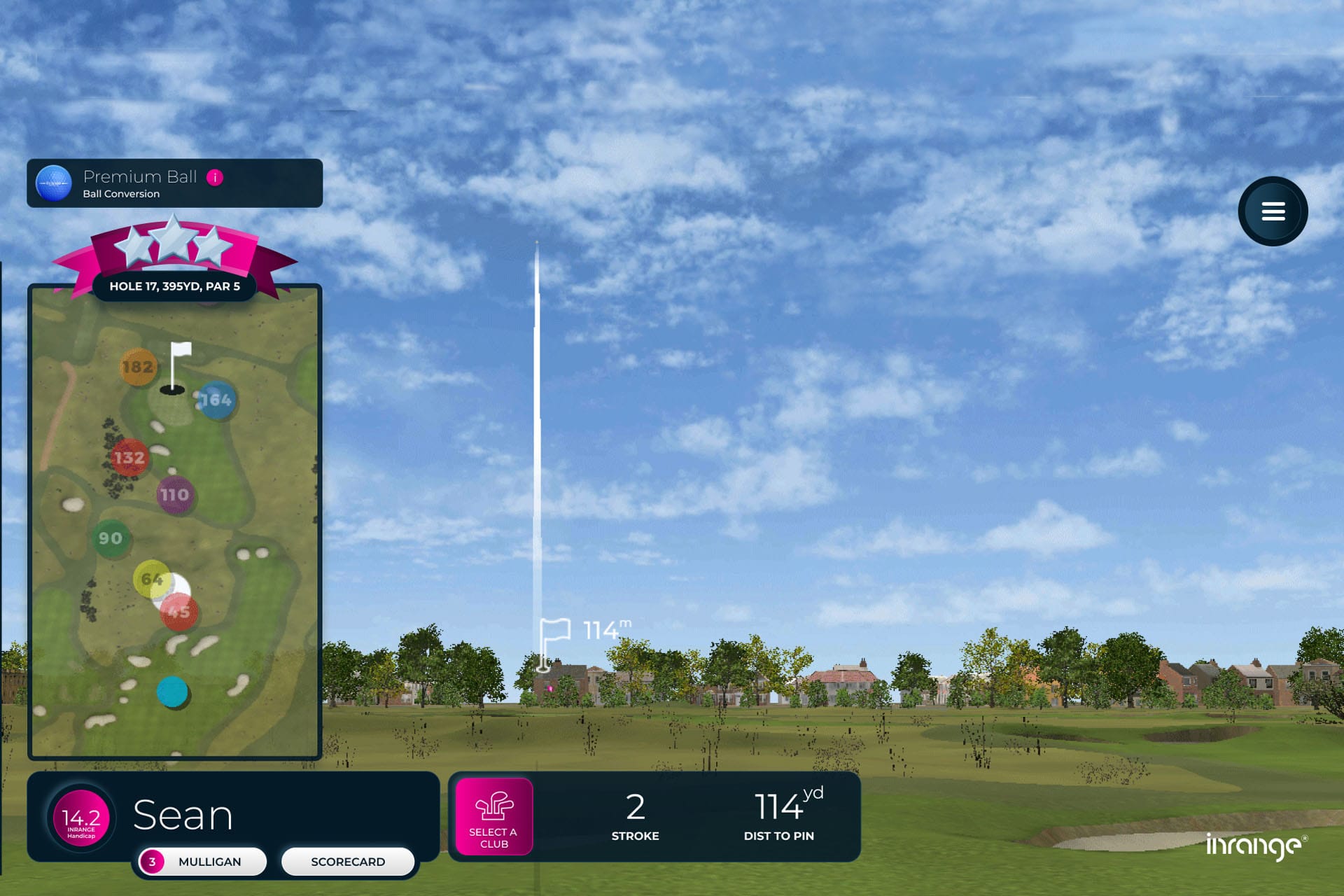 Demonstration of live ball tracking using InRange technology on a golf driving range