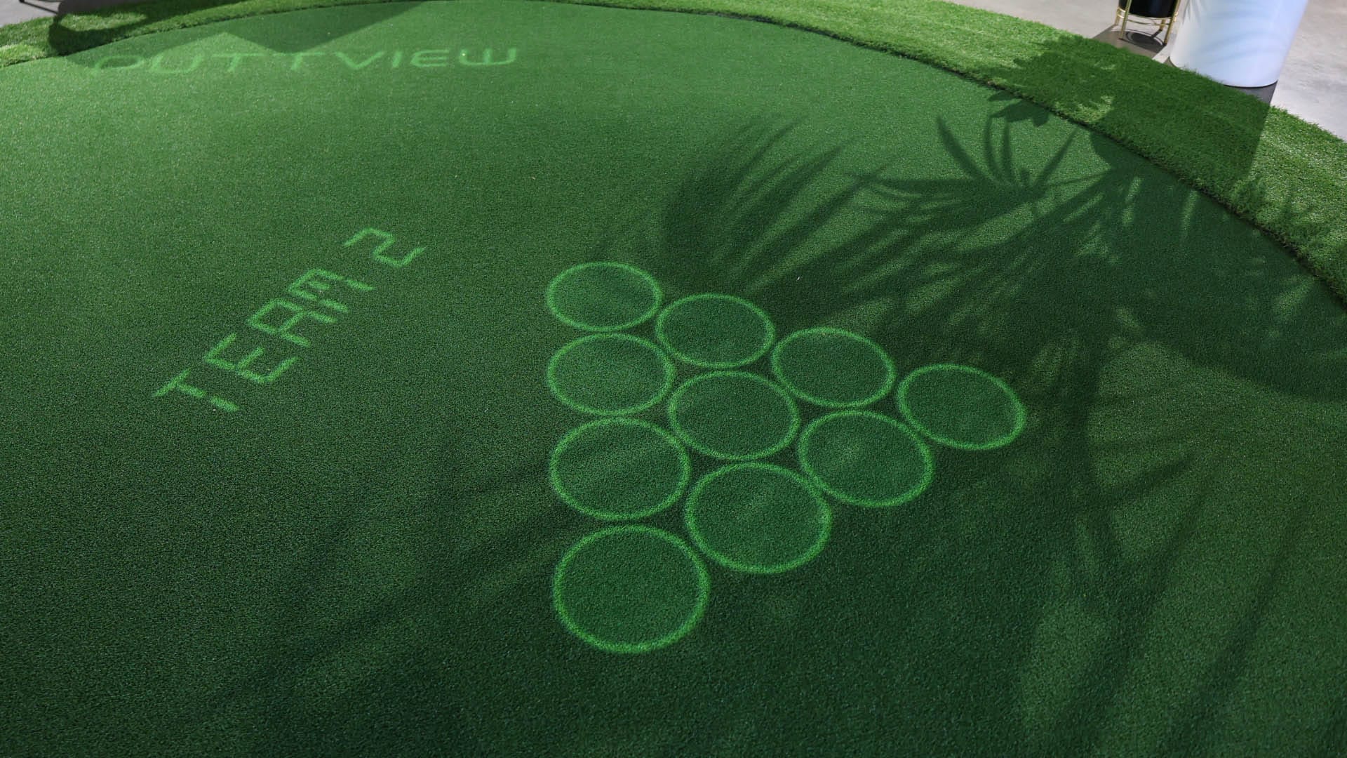 PuttPong game projected onto putting green