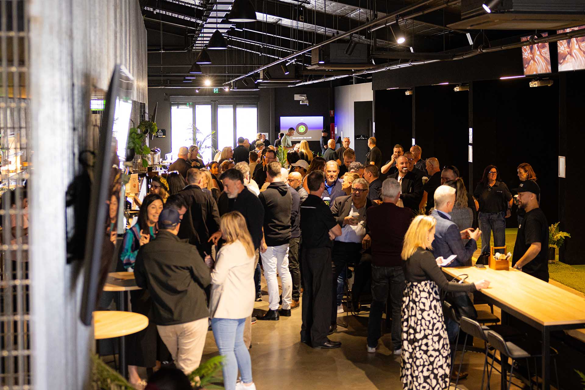 Guests enjoying the indoor area of OuttaBounds during an exclusive lockout event
