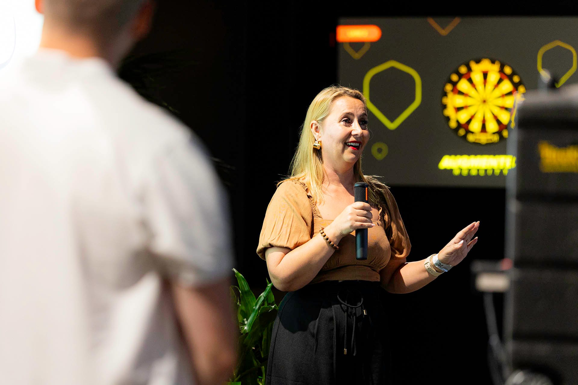 Guest delivering speech at exclusive event at OuttaBounds