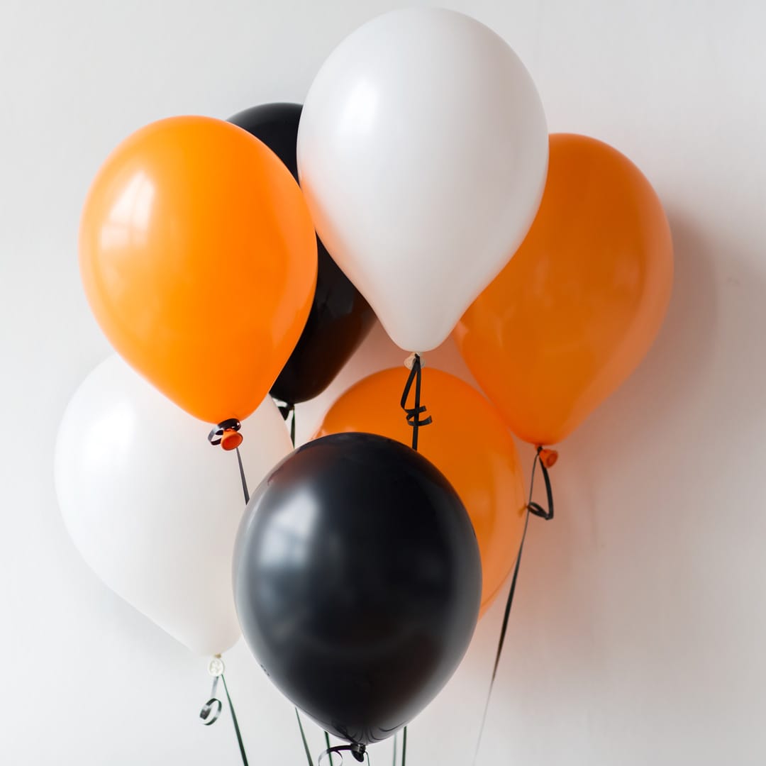 Orange, Black and White Birthday Balloons