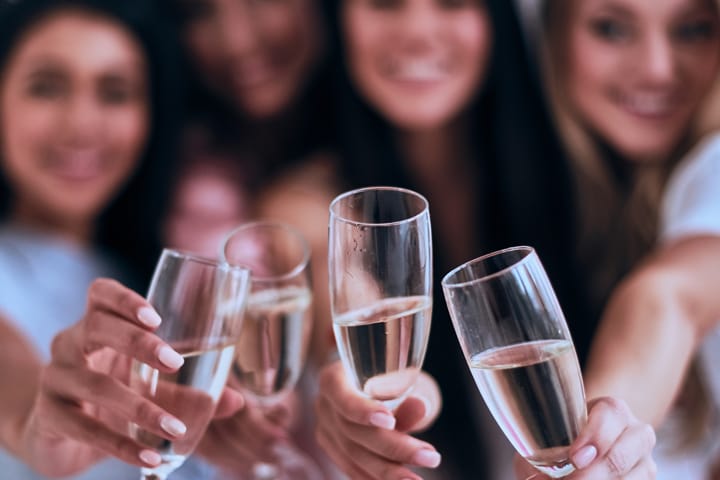 Group of ladies enjoying champagne